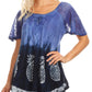 Sakkas Ivanna Womens Short Raglan Lace Sleeve Flowy Top Blouse Tie-dye & Batik