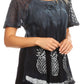 Sakkas Ivanna Womens Short Raglan Lace Sleeve Flowy Top Blouse Tie-dye & Batik