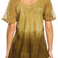 Sakkas Ivanna Womens Short Raglan Lace Sleeve Flowy Top Blouse Tie-dye & Batik