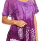 Sakkas Ivanna Womens Short Raglan Lace Sleeve Flowy Top Blouse Tie-dye & Batik