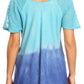 Sakkas Ivanna Womens Short Raglan Lace Sleeve Flowy Top Blouse Tie-dye & Batik