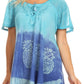 Sakkas Ivanna Womens Short Raglan Lace Sleeve Flowy Top Blouse Tie-dye & Batik