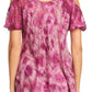 Sakkas Aziza Womens Cold Shoulder Tie-dye Blouse Top with Corset and Embroidery