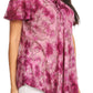 Sakkas Aziza Womens Cold Shoulder Tie-dye Blouse Top with Corset and Embroidery