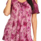 Sakkas Aziza Womens Cold Shoulder Tie-dye Blouse Top with Corset and Embroidery