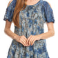 Sakkas Aziza Womens Cold Shoulder Tie-dye Blouse Top with Corset and Embroidery