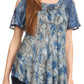 Sakkas Aziza Womens Cold Shoulder Tie-dye Blouse Top with Corset and Embroidery