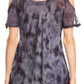Sakkas Aziza Womens Cold Shoulder Tie-dye Blouse Top with Corset and Embroidery