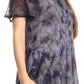 Sakkas Aziza Womens Cold Shoulder Tie-dye Blouse Top with Corset and Embroidery