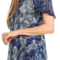 Sakkas Aziza Womens Cold Shoulder Tie-dye Blouse Top with Corset and Embroidery