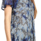 Sakkas Aziza Womens Cold Shoulder Tie-dye Blouse Top with Corset and Embroidery
