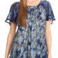 Sakkas Aziza Womens Cold Shoulder Tie-dye Blouse Top with Corset and Embroidery