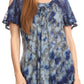 Sakkas Aziza Womens Cold Shoulder Tie-dye Blouse Top with Corset and Embroidery
