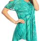 Sakkas Filipa Womens Cold Shoulder Top Blouse Tie-dye with Corset and Embroidery