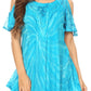 Sakkas Filipa Womens Cold Shoulder Top Blouse Tie-dye with Corset and Embroidery