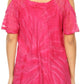 Sakkas Filipa Womens Cold Shoulder Top Blouse Tie-dye with Corset and Embroidery