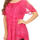 Sakkas Filipa Womens Cold Shoulder Top Blouse Tie-dye with Corset and Embroidery