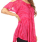 Sakkas Filipa Womens Cold Shoulder Top Blouse Tie-dye with Corset and Embroidery