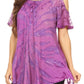 Sakkas Filipa Womens Cold Shoulder Top Blouse Tie-dye with Corset and Embroidery