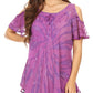 Sakkas Filipa Womens Cold Shoulder Top Blouse Tie-dye with Corset and Embroidery