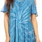 Sakkas Filipa Womens Cold Shoulder Top Blouse Tie-dye with Corset and Embroidery