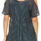 Sakkas Filipa Womens Cold Shoulder Top Blouse Tie-dye with Corset and Embroidery