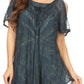 Sakkas Filipa Womens Cold Shoulder Top Blouse Tie-dye with Corset and Embroidery