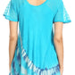 Sakkas Lulu Short Sleeve Summer Casual Fresh Blouse Top Lace Tie-dye & Corset