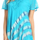 Sakkas Lulu Short Sleeve Summer Casual Fresh Blouse Top Lace Tie-dye & Corset