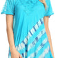 Sakkas Lulu Short Sleeve Summer Casual Fresh Blouse Top Lace Tie-dye & Corset