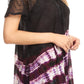 Sakkas Lulu Short Sleeve Summer Casual Fresh Blouse Top Lace Tie-dye & Corset