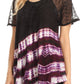 Sakkas Lulu Short Sleeve Summer Casual Fresh Blouse Top Lace Tie-dye & Corset