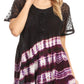 Sakkas Lulu Short Sleeve Summer Casual Fresh Blouse Top Lace Tie-dye & Corset