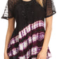 Sakkas Lulu Short Sleeve Summer Casual Fresh Blouse Top Lace Tie-dye & Corset