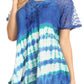 Sakkas Lulu Short Sleeve Summer Casual Fresh Blouse Top Lace Tie-dye & Corset