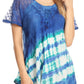 Sakkas Lulu Short Sleeve Summer Casual Fresh Blouse Top Lace Tie-dye & Corset