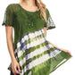 Sakkas Lulu Short Sleeve Summer Casual Fresh Blouse Top Lace Tie-dye & Corset