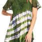 Sakkas Lulu Short Sleeve Summer Casual Fresh Blouse Top Lace Tie-dye & Corset
