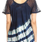 Sakkas Lulu Short Sleeve Summer Casual Fresh Blouse Top Lace Tie-dye & Corset