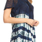 Sakkas Lulu Short Sleeve Summer Casual Fresh Blouse Top Lace Tie-dye & Corset