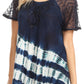 Sakkas Lulu Short Sleeve Summer Casual Fresh Blouse Top Lace Tie-dye & Corset