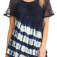 Sakkas Lulu Short Sleeve Summer Casual Fresh Blouse Top Lace Tie-dye & Corset