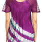 Sakkas Lulu Short Sleeve Summer Casual Fresh Blouse Top Lace Tie-dye & Corset