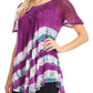 Sakkas Lulu Short Sleeve Summer Casual Fresh Blouse Top Lace Tie-dye & Corset