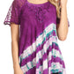 Sakkas Lulu Short Sleeve Summer Casual Fresh Blouse Top Lace Tie-dye & Corset