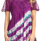 Sakkas Lulu Short Sleeve Summer Casual Fresh Blouse Top Lace Tie-dye & Corset