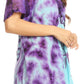 Sakkas Mayar Womens Tie-dye Short Sleeve Everyday Top Blouse with Lace & Corset