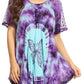 Sakkas Mayar Womens Tie-dye Short Sleeve Everyday Top Blouse with Lace & Corset