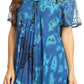 Sakkas Mayar Womens Tie-dye Short Sleeve Everyday Top Blouse with Lace & Corset