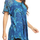 Sakkas Mayar Womens Tie-dye Short Sleeve Everyday Top Blouse with Lace & Corset